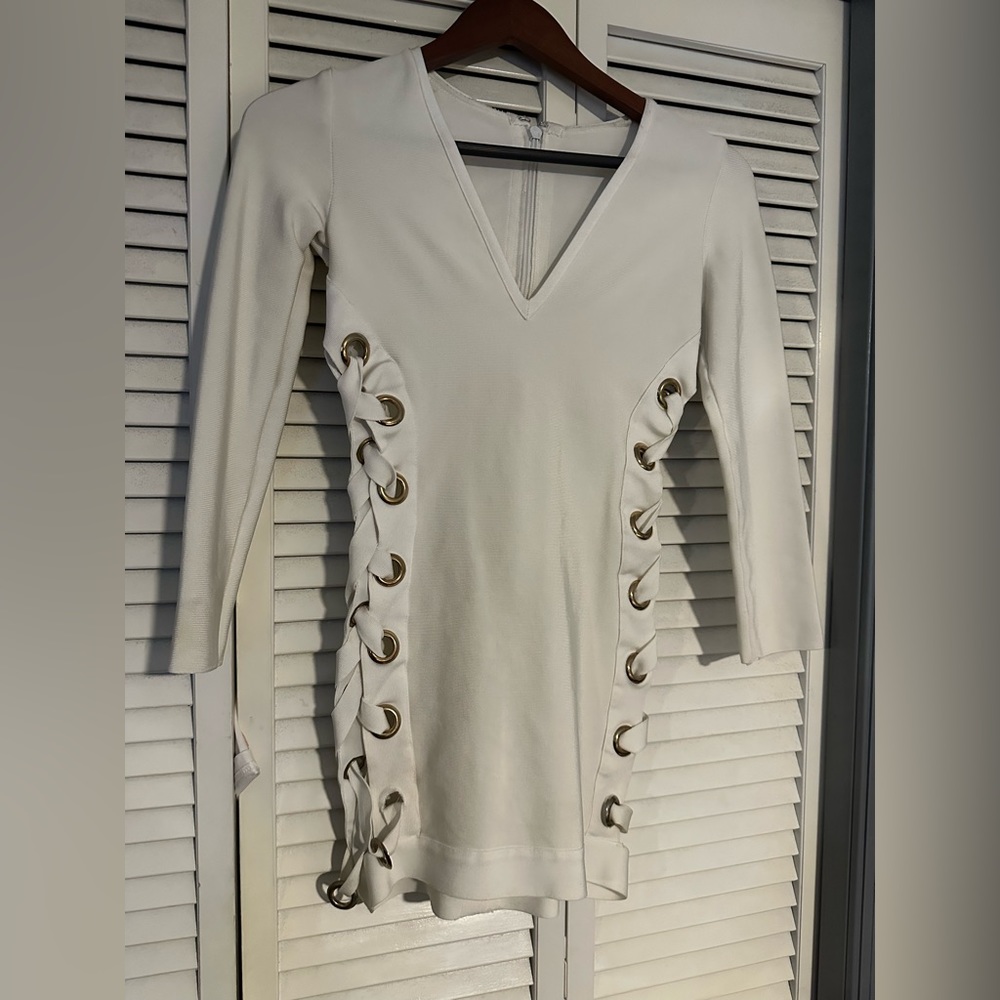 Lace up Bondycon Dress white